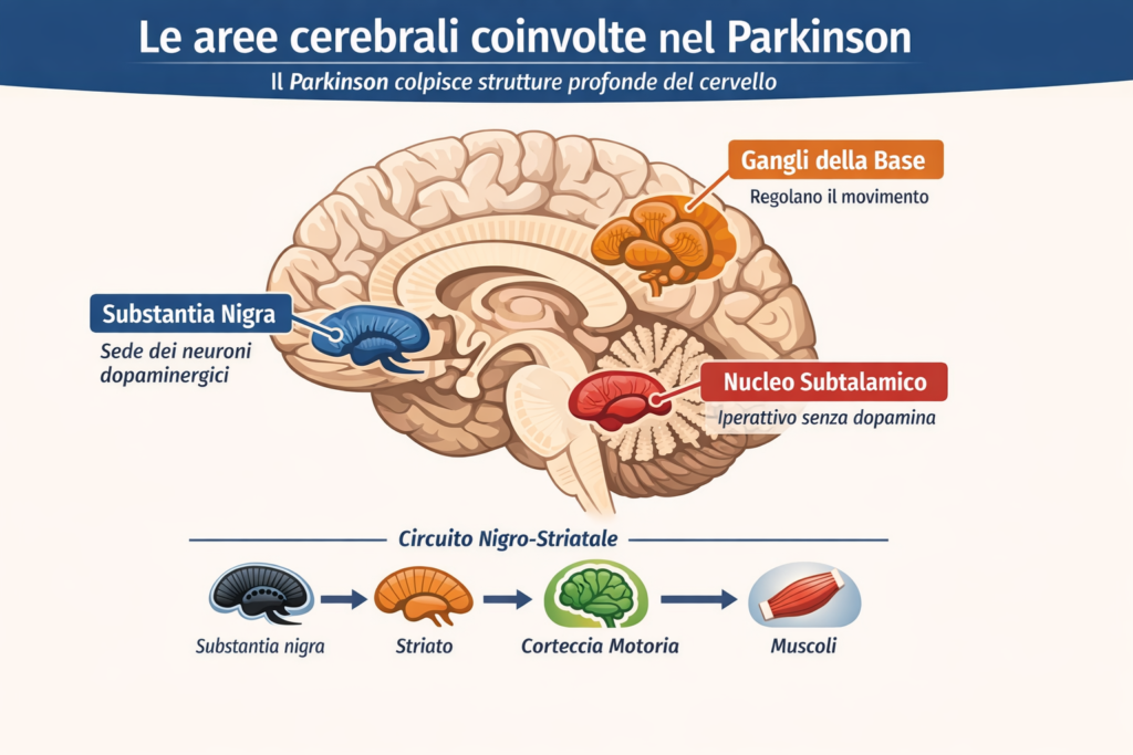 Aree celebrali che coinvolgono il Parkinson
