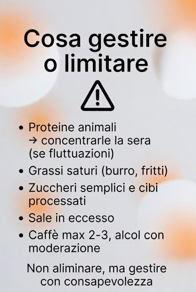 Alimenti da gestire con attenzione o da limitare