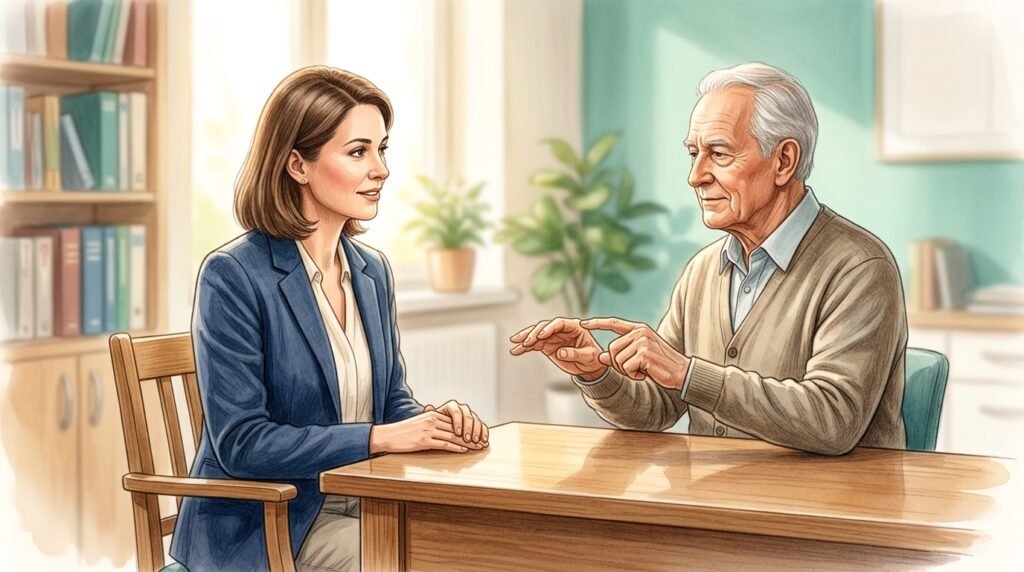 Neurologa e paziente anziano durante una visita: parkinsonismi e differenze con il Parkinson – Parkinson.live