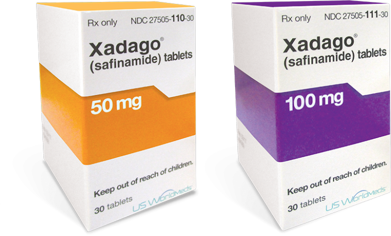 Confezioni di Xadago (safinamide) da 50 mg e 100 mg